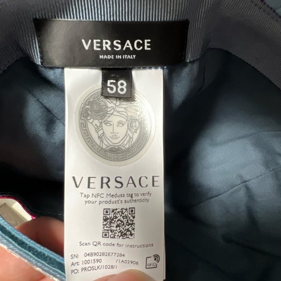 Versace Blue, Pattern Print Baseball Cap - Picture 8 of 8